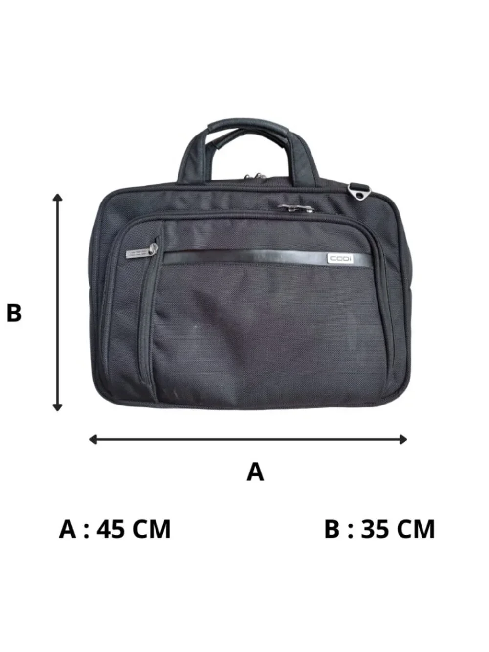 CODi Black Professional Briefcase Laptop Bag Structured Work Business Travel Cas